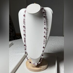 VINTAGE SALO purple and clear NECKLACE GOLD TONE CLASP